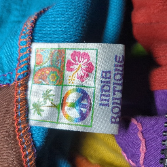 India Boutique Colorful Embroidered Full-Zip Hooded Sweatshirt Women's Size M - Picture 3 of 5